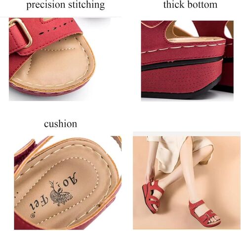 Women's Comfortable Low Heel Sandals,Sandals with Adjustable Straps and Arch Support,Casual Roman Style Walking Sandals. in Kuwait
