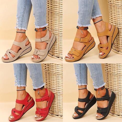 Women's Comfortable Low Heel Sandals,Sandals with Adjustable Straps and Arch Support,Casual Roman Style Walking Sandals. in Kuwait