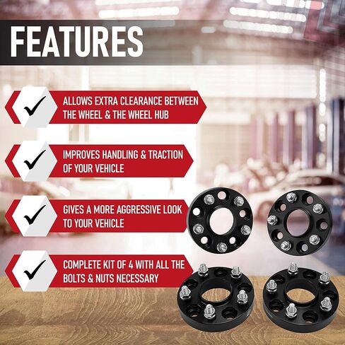 مجموعة فاصل عجلات مركزية مكونة من 4-5 عروة بسمك 1 بوصة وسمك 25 مم محور مركزي 5 × 114.3 مم - متوافقة مع سيارات نيسان وإنفينيتي - 350Z، 370Z. ألتيما، ماكسيما، باثفايندر، روج، سينترا، G35، JX35، FX35 in Kuwait