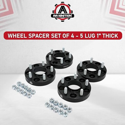 مجموعة فاصل عجلات مركزية مكونة من 4-5 عروة بسمك 1 بوصة وسمك 25 مم محور مركزي 5 × 114.3 مم - متوافقة مع سيارات نيسان وإنفينيتي - 350Z، 370Z. ألتيما، ماكسيما، باثفايندر، روج، سينترا، G35، JX35، FX35 in Kuwait