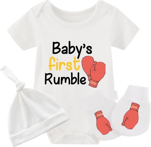 YSCULBUTOL Baby Twins Bodysuit Boxing Gloves First Rumble Baby Outfit Funny Baby Romper Baby Girl Clothes Set in Saudi Arabia