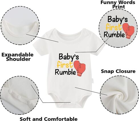 YSCULBUTOL Baby Twins Bodysuit Boxing Gloves First Rumble Baby Outfit Funny Baby Romper Baby Girl Clothes Set in Saudi Arabia