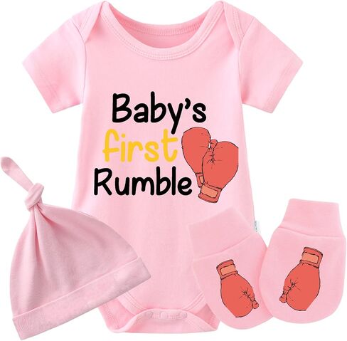 YSCULBUTOL Baby Twins Bodysuit Boxing Gloves First Rumble Baby Outfit Funny Baby Romper Baby Girl Clothes Set in Saudi Arabia