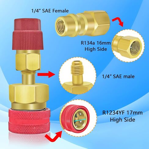 Boltigen R1234YF Adapter Fitting Kit with R1234YF Self Sealing and Puncture Style Can Taps, R1234YF to R134a Adapters, Hose Adapters for AC Systems in Saudi Arabia