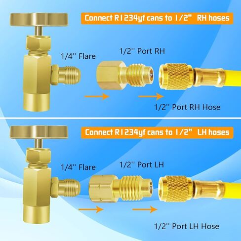 Boltigen R1234YF Adapter Fitting Kit with R1234YF Self Sealing and Puncture Style Can Taps, R1234YF to R134a Adapters, Hose Adapters for AC Systems in Saudi Arabia