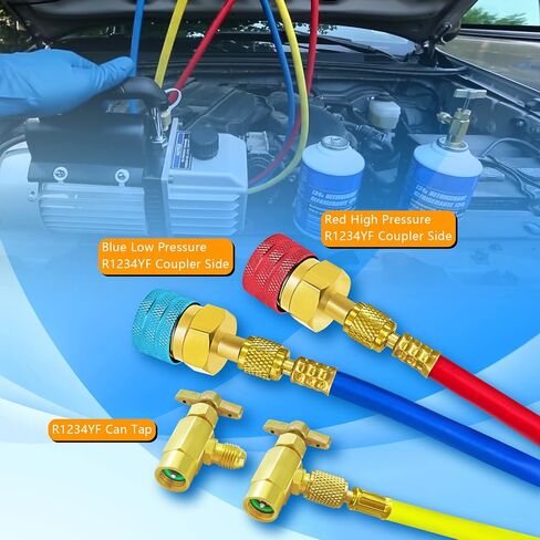 Boltigen R1234YF Adapter Fitting Kit with R1234YF Self Sealing and Puncture Style Can Taps, R1234YF to R134a Adapters, Hose Adapters for AC Systems in Saudi Arabia