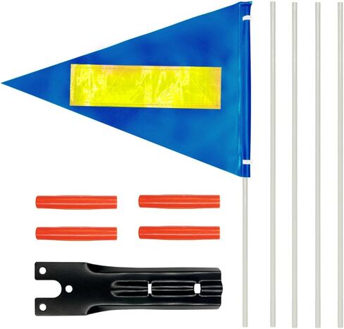 علم أمان الكرسي المتحرك، علم سلامة الدراجة، بوليستر كامل اللون مقاوم للتمزق ومقاوم للماء باللون الأزرق مع علم عاكس، علم الدراجة مع أقطاب من الألياف الزجاجية شديدة التحمل للسلامة 6 أقدام ارتفاع قابل للتعديل in Kuwait