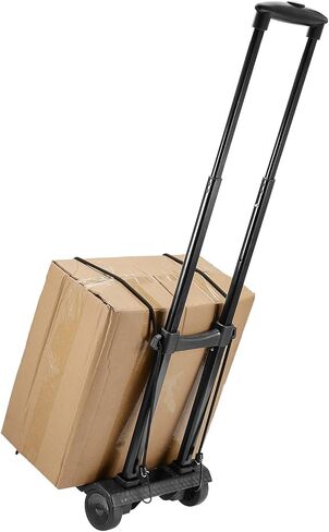 شاحنة يدوية سوداء قابلة للطي، سعة 110 رطل، عربة بناء صلبة بعجلتين، قابلة للطي، عربة أمتعة للأمتعة والتسوق والتحرك in Kuwait