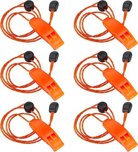 6Pcs Emergency Whistles with Lanyard, Survival Whistles Loud Safety Whistle, Marine Whistle with Adjustable Reflective Lanyard, Super Loud Floating Whistles for Emergency in Saudi Arabia