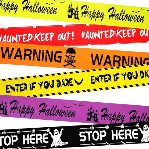 6 قطع من شريط الرعب للهالوين، شريط مخيف للهالوين، تصميم مختلف، أشرطة تحذير للهالوين، شريط خوف الزومبي للخدعة أو العلاج، تزيين حفلات الهالوين المسكونة in Kuwait