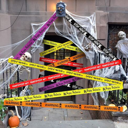 6 قطع من شريط الرعب للهالوين، شريط مخيف للهالوين، تصميم مختلف، أشرطة تحذير للهالوين، شريط خوف الزومبي للخدعة أو العلاج، تزيين حفلات الهالوين المسكونة in Kuwait