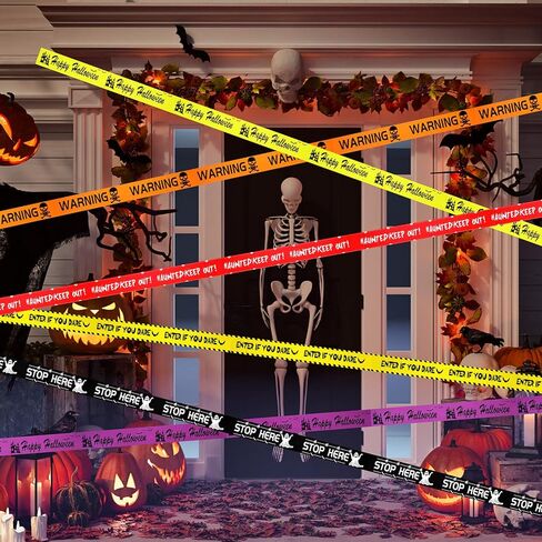 6 قطع من شريط الرعب للهالوين، شريط مخيف للهالوين، تصميم مختلف، أشرطة تحذير للهالوين، شريط خوف الزومبي للخدعة أو العلاج، تزيين حفلات الهالوين المسكونة in Kuwait