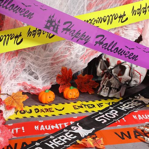 6 قطع من شريط الرعب للهالوين، شريط مخيف للهالوين، تصميم مختلف، أشرطة تحذير للهالوين، شريط خوف الزومبي للخدعة أو العلاج، تزيين حفلات الهالوين المسكونة in Kuwait