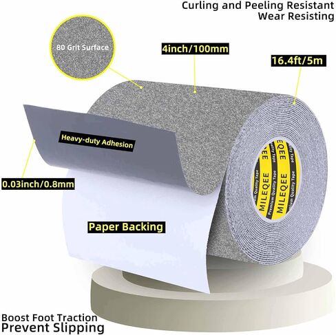 Anti Slip Tape, 4in x 16.4ft Non Skid Frosted Tape for Stairs,Hardwood Floor,Indoor and Outdoor Stair Steps Treads, Non Slip Traction Strip, Safety Walk Waterproof, Prevent Slipping,Grey in Saudi Arabia