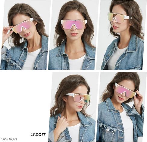 نظارات شمسية مربعة من LYZOIT للنساء والرجال ذات سطح مسطح وظلال شمسية عاكسة للحماية من الأشعة فوق البنفسجية in Kuwait