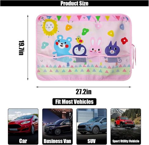 مظلة نافذة السيارة للطفل، ستارة نافذة السيارة المعتمة مع جيوب تخزين و7 أكواب شفط، غطاء ظل الشمس لنافذة جانبية للسيارة بنمط كرتوني للحماية من الشمس/الحرارة/الأشعة فوق البنفسجية (الديناصورات الخضراء) in Kuwait