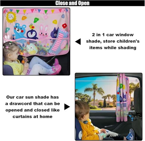 مظلة نافذة السيارة للطفل، ستارة نافذة السيارة المعتمة مع جيوب تخزين و7 أكواب شفط، غطاء ظل الشمس لنافذة جانبية للسيارة بنمط كرتوني للحماية من الشمس/الحرارة/الأشعة فوق البنفسجية (الديناصورات الخضراء) in Kuwait