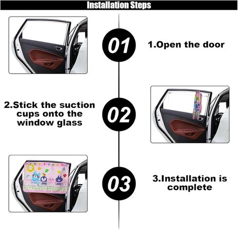 مظلة نافذة السيارة للطفل، ستارة نافذة السيارة المعتمة مع جيوب تخزين و7 أكواب شفط، غطاء ظل الشمس لنافذة جانبية للسيارة بنمط كرتوني للحماية من الشمس/الحرارة/الأشعة فوق البنفسجية (الديناصورات الخضراء) in Kuwait