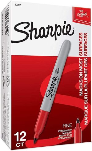 Sharpie 30002 Fine Point Permanent Marker, Marks On Paper and Plastic, Resist Fading and Water, AP Certified, Red Color, Pack Of 2 Boxes Of 12 Markers in Saudi Arabia