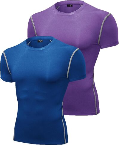 SPVISE 1/2 Pack Short Sleeve Compression Shirt Men Athletic Workout T-Shirts Running Tops Cool Dry Baselayer Gym Undershirts in Kuwait