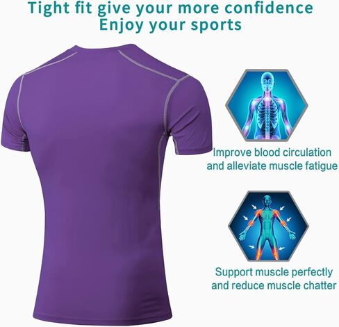 SPVISE 1/2 Pack Short Sleeve Compression Shirt Men Athletic Workout T-Shirts Running Tops Cool Dry Baselayer Gym Undershirts in Kuwait