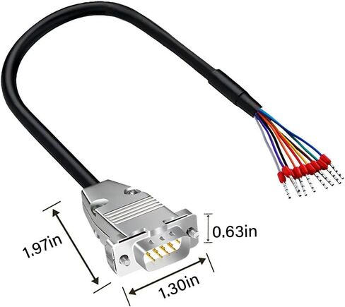 24AWG 10FT DB9 Male RS232 9 Pin Serial Extension Cable, Metal Case 9-Pin Gold Plated Connector with Bare Wire End Cable in Saudi Arabia