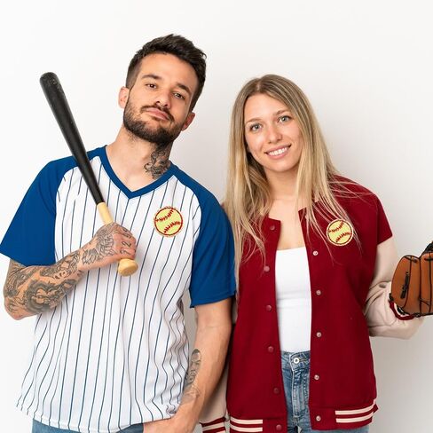 12 Pack Baseball Patches Iron on Sequin Gold Edges Chenille Patches Baseball Patches Sew on Applique Sports Embroidered Patch Badge for Clothes Repair, Hat, Dress, Jeans, Jacket, Backpacks, DIY Crafts in Saudi Arabia