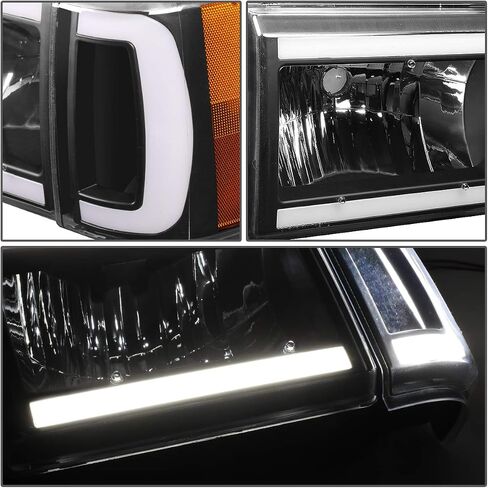 DNA MOTORING HL-LB-F15087-BK-SM-CL1 المصابيح الأمامية بعدسات دخان مع LED DRL متوافقة مع 87-91 F150 F250 F350 Bronco in Saudi Arabia