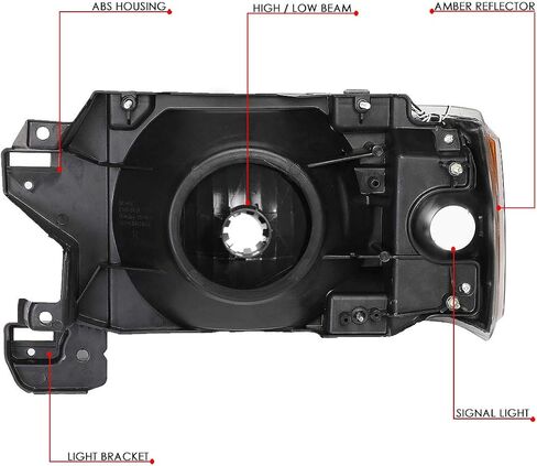 DNA MOTORING HL-LB-F15087-BK-SM-CL1 المصابيح الأمامية بعدسات دخان مع LED DRL متوافقة مع 87-91 F150 F250 F350 Bronco in Saudi Arabia