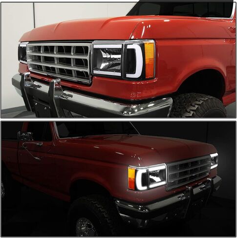 DNA MOTORING HL-LB-F15087-BK-SM-CL1 المصابيح الأمامية بعدسات دخان مع LED DRL متوافقة مع 87-91 F150 F250 F350 Bronco in Saudi Arabia