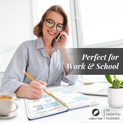 مخطط جدول الأعمال اليومي غير مؤرخ، دفتر ملاحظات لقائمة المهام، دفتر منظم المواعيد الحلزوني للرجال/النساء، دفتر يومي أنيق للمدرسة أو اللوازم المكتبية، 6.1 بوصة × 8.5 بوصة (أرجواني) in Kuwait