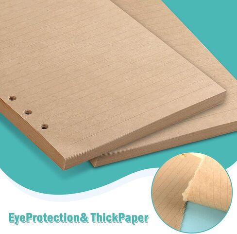 ورق إعادة تعبئة A5، 280 صفحة A5 ورق أوراق فضفاضة 6 فتحات عبوات دفتر ملاحظات لـ 6 حلقات قابلة لإعادة الملء دفتر ملاحظات مخطط مذكرات يوميات رسم صفحات خط منظم شخصي in Kuwait