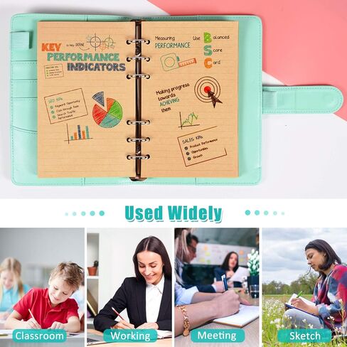ورق إعادة تعبئة A5، 280 صفحة A5 ورق أوراق فضفاضة 6 فتحات عبوات دفتر ملاحظات لـ 6 حلقات قابلة لإعادة الملء دفتر ملاحظات مخطط مذكرات يوميات رسم صفحات خط منظم شخصي in Kuwait