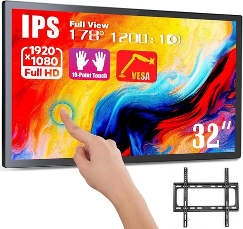 شاشة صناعية متعددة اللمس مقاس 32 بوصة، ومكبرات صوت مدمجة، ومنافذ USB، وVGA، وDVI وHD-MI، وشاشة عرض 16:9 ودقة 1920 × 1080 بكسل، ومشغل عرض اللافتات الرقمية للإعلان in Kuwait