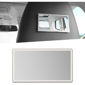 1 PC Car Sun Visor Mirror with Adhesive, 5.90In x 3.14In HD Rectangle Waterproof Vehicle Rearview Mirror, Universal Automotive Visor Makeup Mirror Accessories for Car Truck SUV (White)