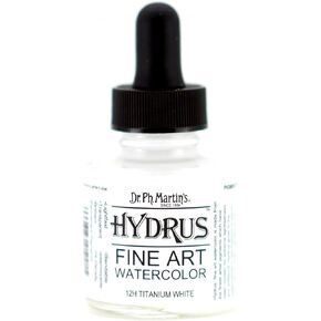 Dr. Ph. Martin's Hydrus Fine Art Watercolor (12H) Watercolor Bottle, 1.0 oz, Titanium White, 1 Bottle