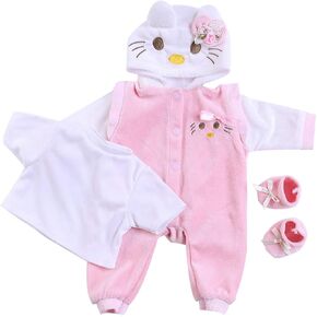 ملابس دمى تولد من جديد مقاس 22 بوصة لدمية الأطفال البنات مقاس 20-23 بوصة ملابس دمى أطفال حديثي الولادة أطقم ملابس على شكل قطة وردية in Kuwait