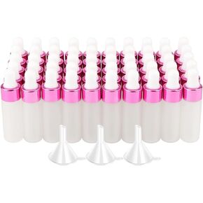 Kesell 50 Pack Dropper Bottles 5ml Frosted Glass Sample Bottles Refillable Essential Oil Dropper Bottle Perfume Cosmetic Liquid Sample Bottle with 3 Funnels, Blue Cap