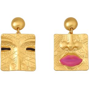 Human Face Earrings Abstract Unique Earrings Asymmetrical Woman Face Earrings Vintage Earrings Lips Chic Earrings Art Jewelry for Women Girls