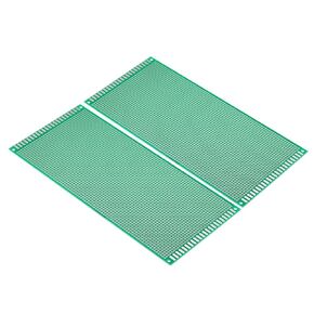 PATIKIL 8.7" x 3.9" PCB Board Circuit, 2 Pcs Prototype Perfboard Solder Boards for DIY Soldering and Electronic Project Circuit Boards Solderable Breadboard, Green