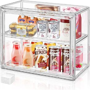 DILIBRA Plastic Wall Mount Organizer, Mountable Acrylic Display Case Storage Bin with Lid, Hanging Basket Storage Boxes Container Bin with Divider for Bathroom Kitchen Pantry Office