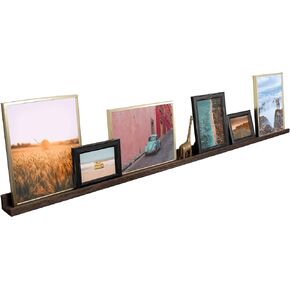 Rustic State Ted 72" Wall Mount Extra Long Narrow Picture Ledge Photo Frame Display - Wooden Floating Shelf for Living Room Office Kitchen Bedroom Bathroom - Burnt Brown
