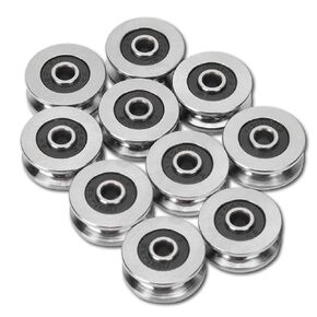 10PCS V Groove Ball Bearing, V1804 Bearing Roller Wheels Bearing Steel Deep V Groove Guide Pulley Rail Ball Bearings Wheel 4x18x8mm for Motor, Toys, Model