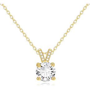 14K Solid Gold Moissanite Necklace for Women 1.5 CT EF Color Created Diamond Pendant Round/Teardrop/Heart Moissanite Pendant Diamond Solitaire Necklace Gift for Mother Mom Wife Girlfriend in Kuwait