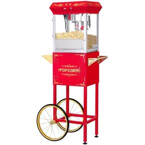 Popcorn Machine with Cart – 6oz Popper with Stainless-steel Kettle, Heated Warming Deck, and Old Maids Drawer by Great Northern Popcorn Company (Red)