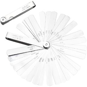 SING F LTD 0.02-1.00Mm 32 Blades Steel Feeler Gauge Dual Marked Metric and Imperial Gap Measuring Tool