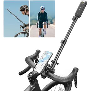 2 in 1 Bike Selfie Stick Mount and Bicycle Navigation for Insta360 X4 X3 One X2 GoPro Hero 12 11 10 9 8 7, 3rd Person Camera Mount for Smartphone for Video Recording Vlog YouTube TikTok Live