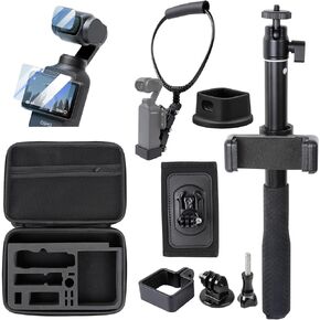 Camera Accessories Kit for DJI Osmo Pocket 3, Selfie Stick&Neck Mount&Backpack Clip Mount&Carrying Case&Screen Protectors&Desktop Mount Compatible for DJI Osmo Pocket3