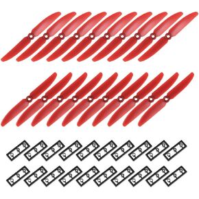 uxcell RC Propellers 5030 5x3 Inch 2-Vane Quadcopter for Airplane Toy, Nylon Red 10 Pairs with Adapter Rings