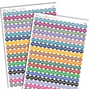 Small Credit Card Logo Icon Stickers Decorative Planning, 468 Stickers, 2 sheets, 0.3" diameter, Multicolor, Personal Planner